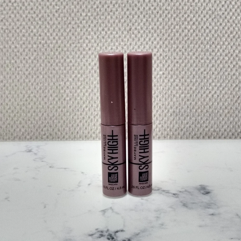 2 Mayballine Lash Sensational Sky High Mascara Travel Size .15 Oz New